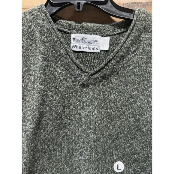 Vintage 1980s WhalerKnits- Dark Grey- V-Neck Sweater- Size L - Picture 6 of 7